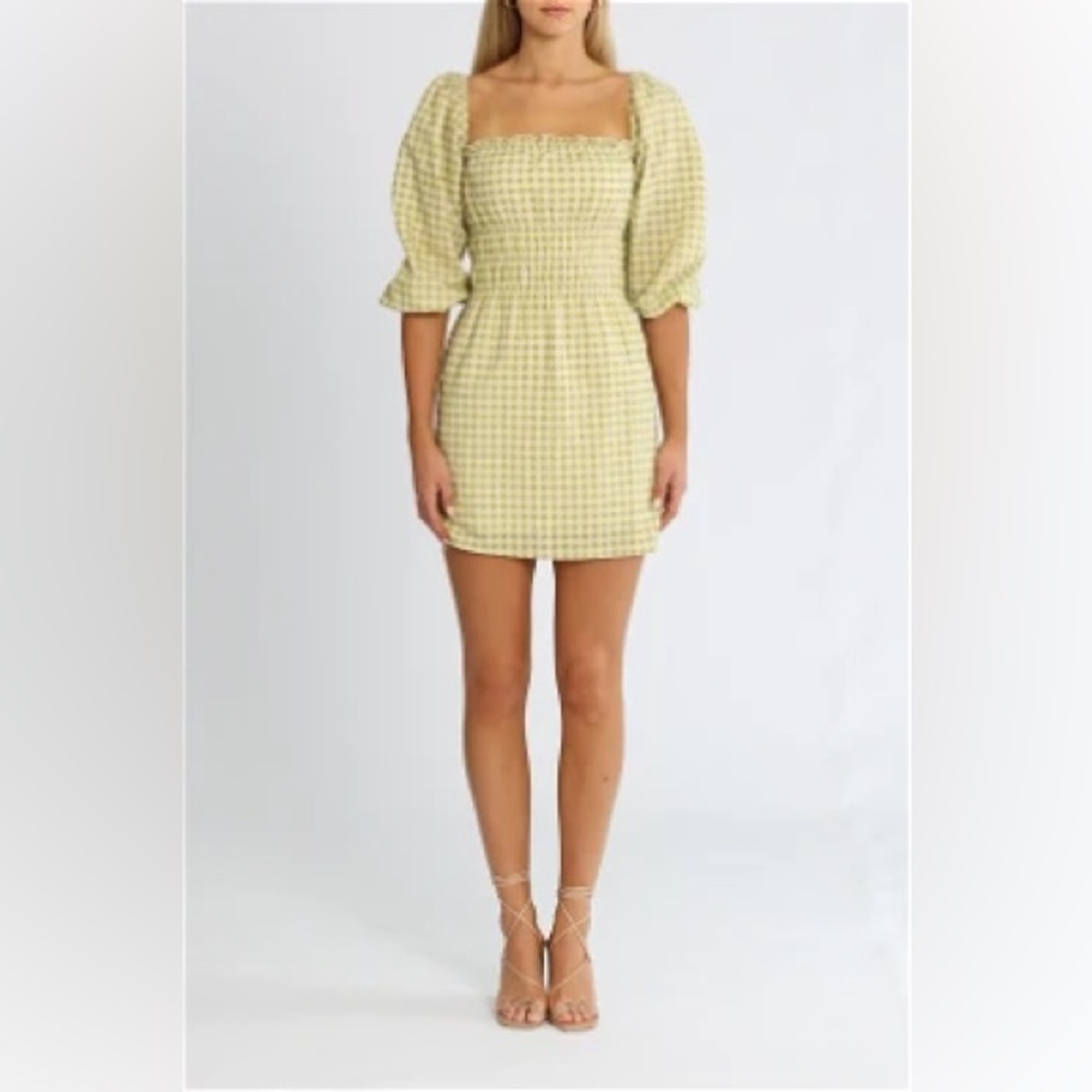 Charlie Holiday Boheme Dress Olive Linen Blend Mini Dress